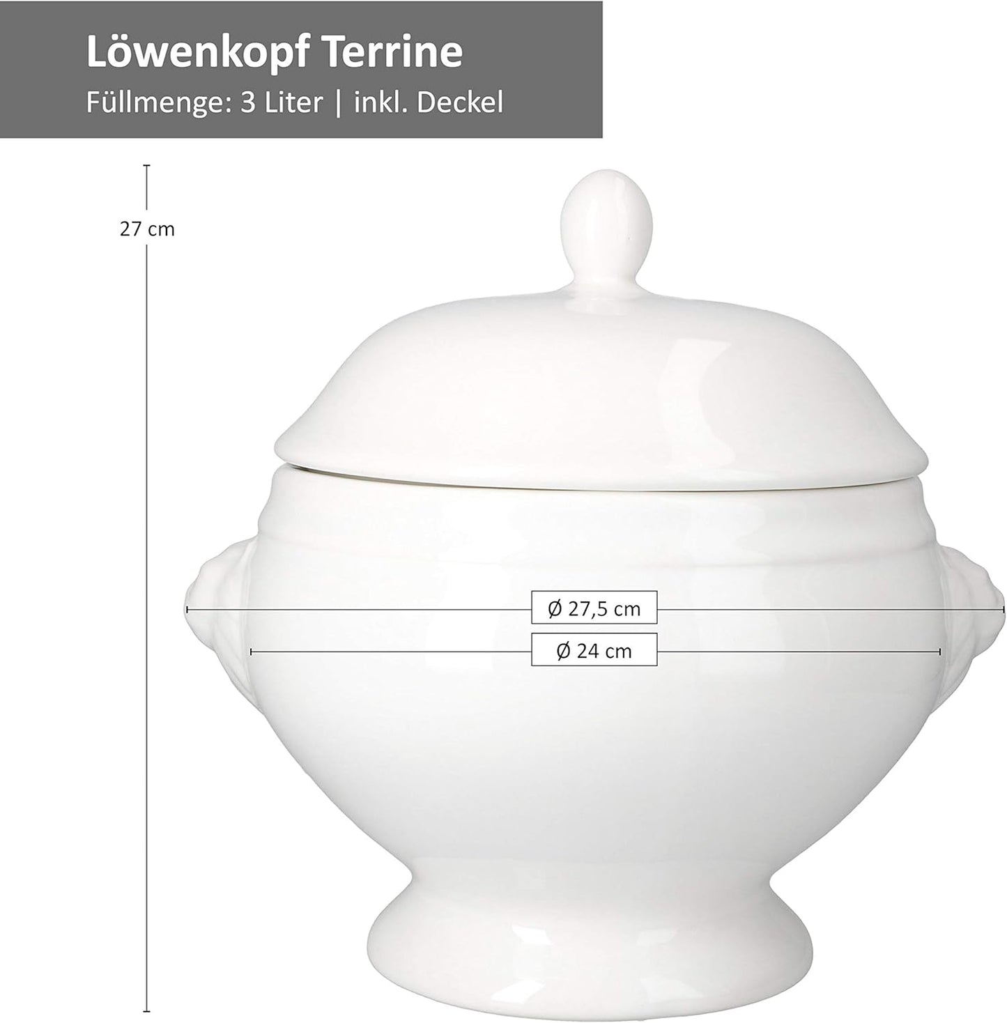Löwenkopf-Suppenterrine mit Deckel