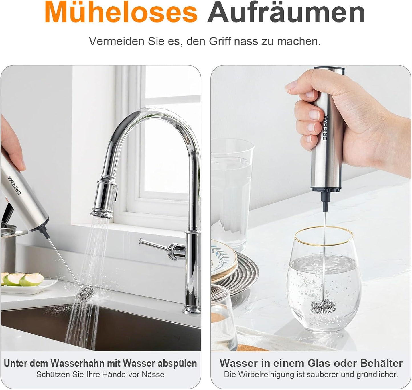 Milchaufschäumer Stab Elektrisch, 13000 U/min, Aufladbar