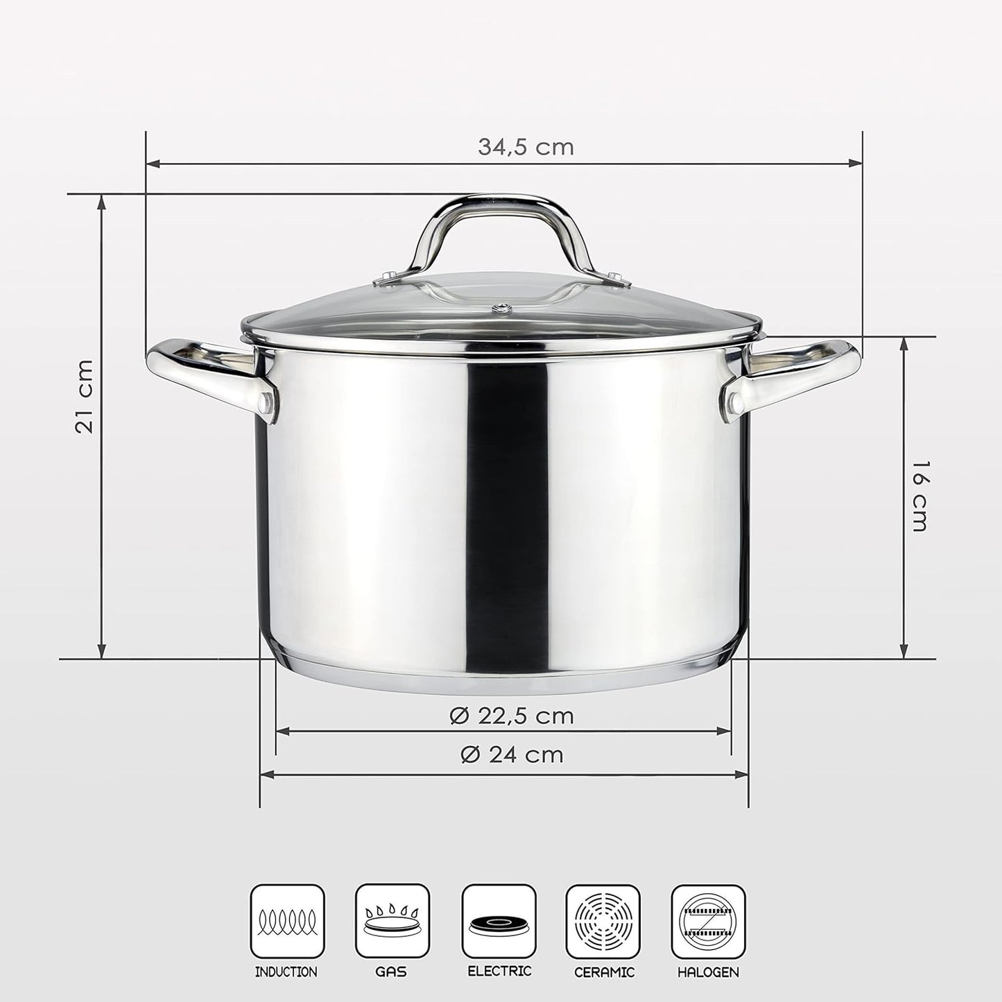 Topf mit Glasdeckel, 6,8 liter