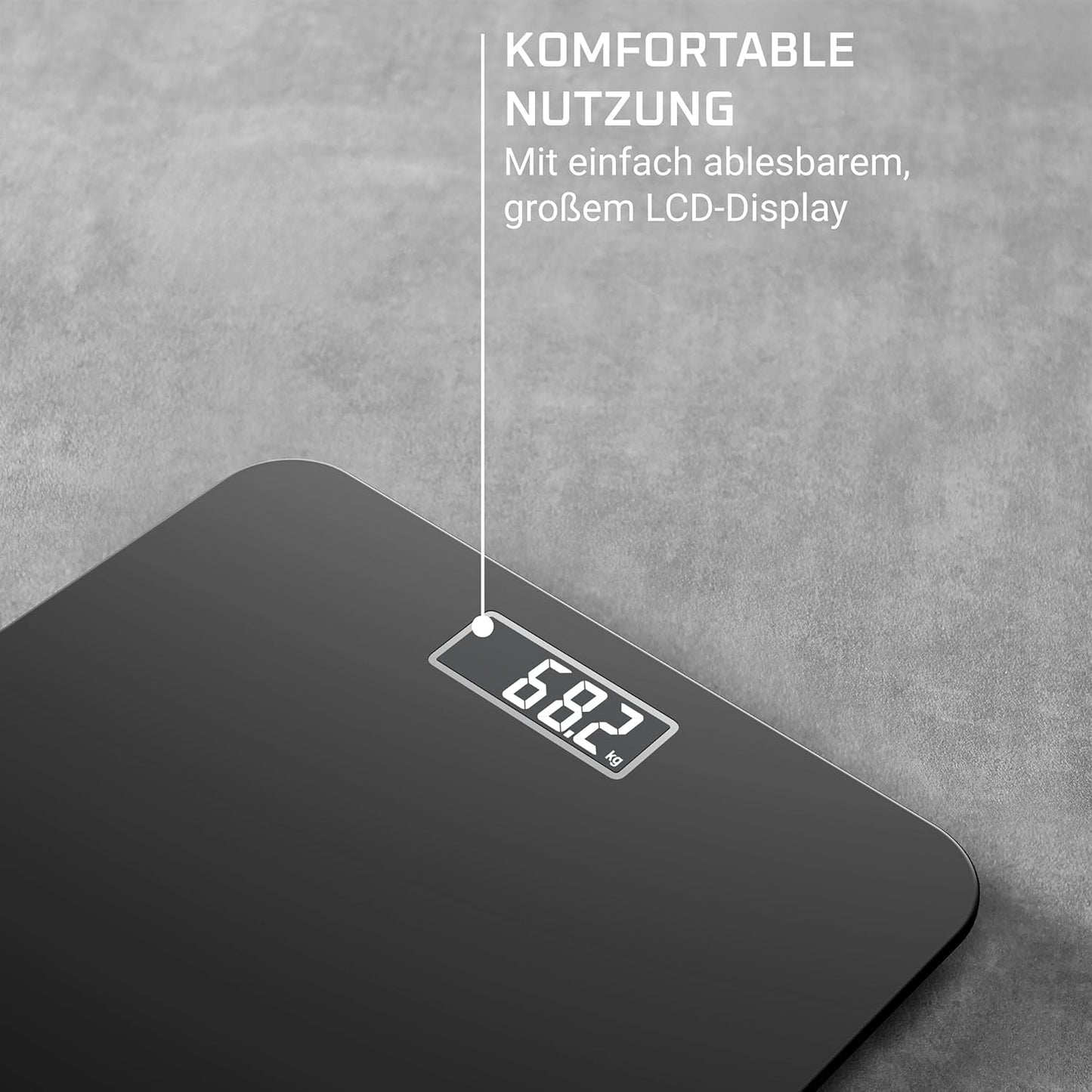 Premiss 2.0 Personenwaage mit LCD-Display, Schwarz