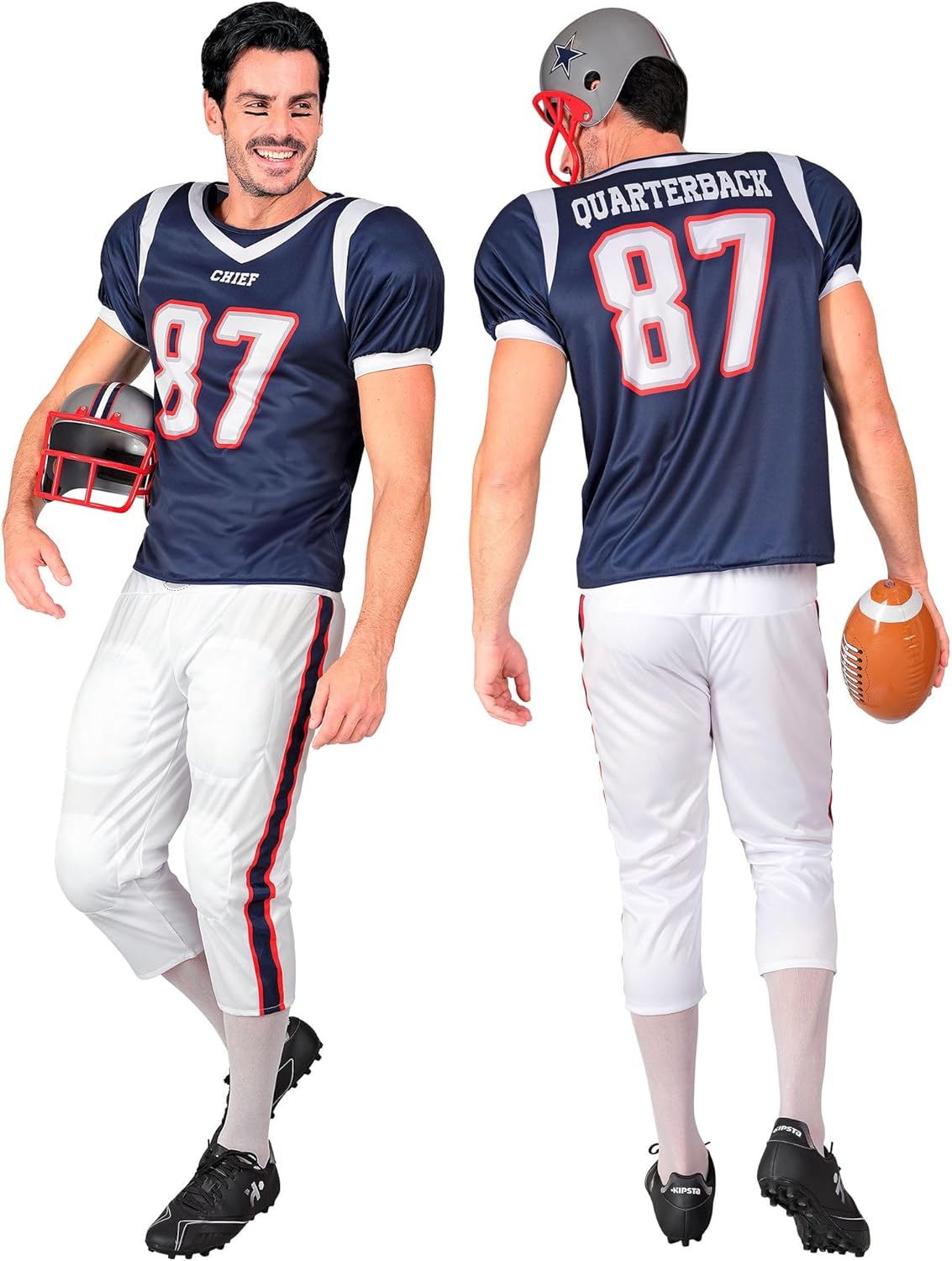 American Football Spieler, S Blau, Weiß