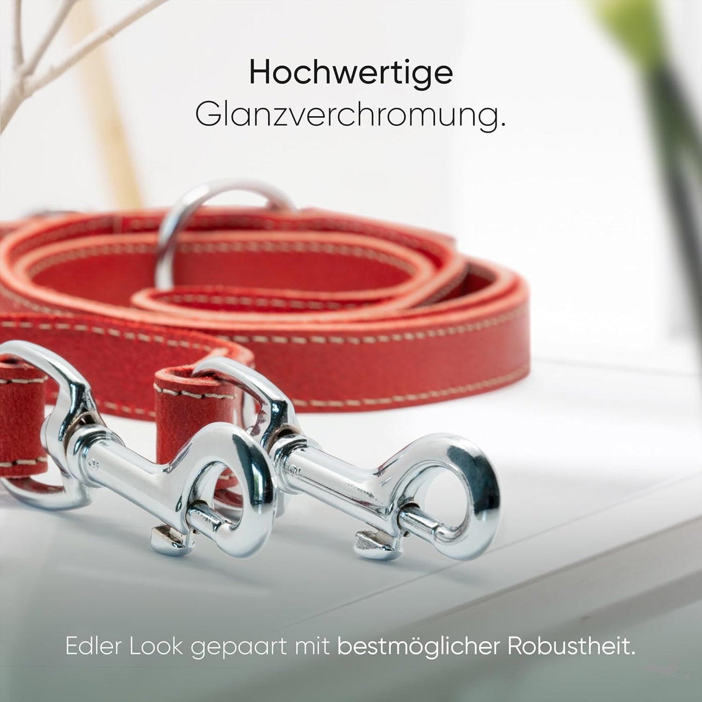 Verstellbare Hundeleine Amstelpark mit Leinensäckchen, 25mm Breite|Rot