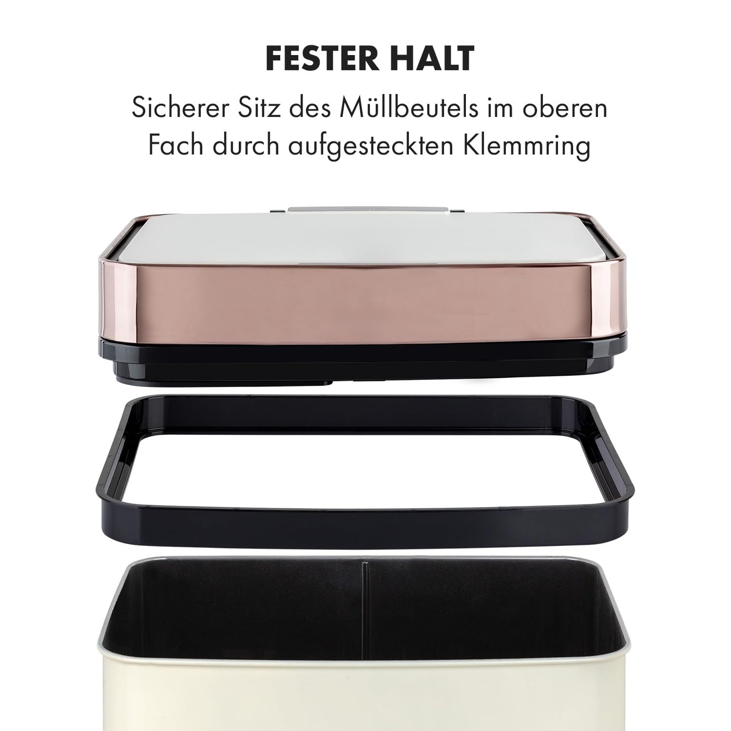 Royal Trash Sensor-Mülleimer, Roségold / Beige