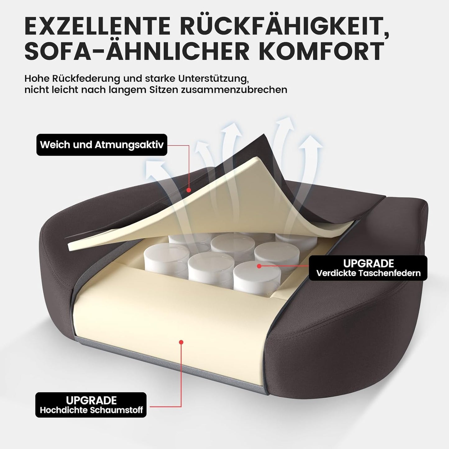 Ergonomischer Gaming-Stuhl mit Fussstütze, Braun