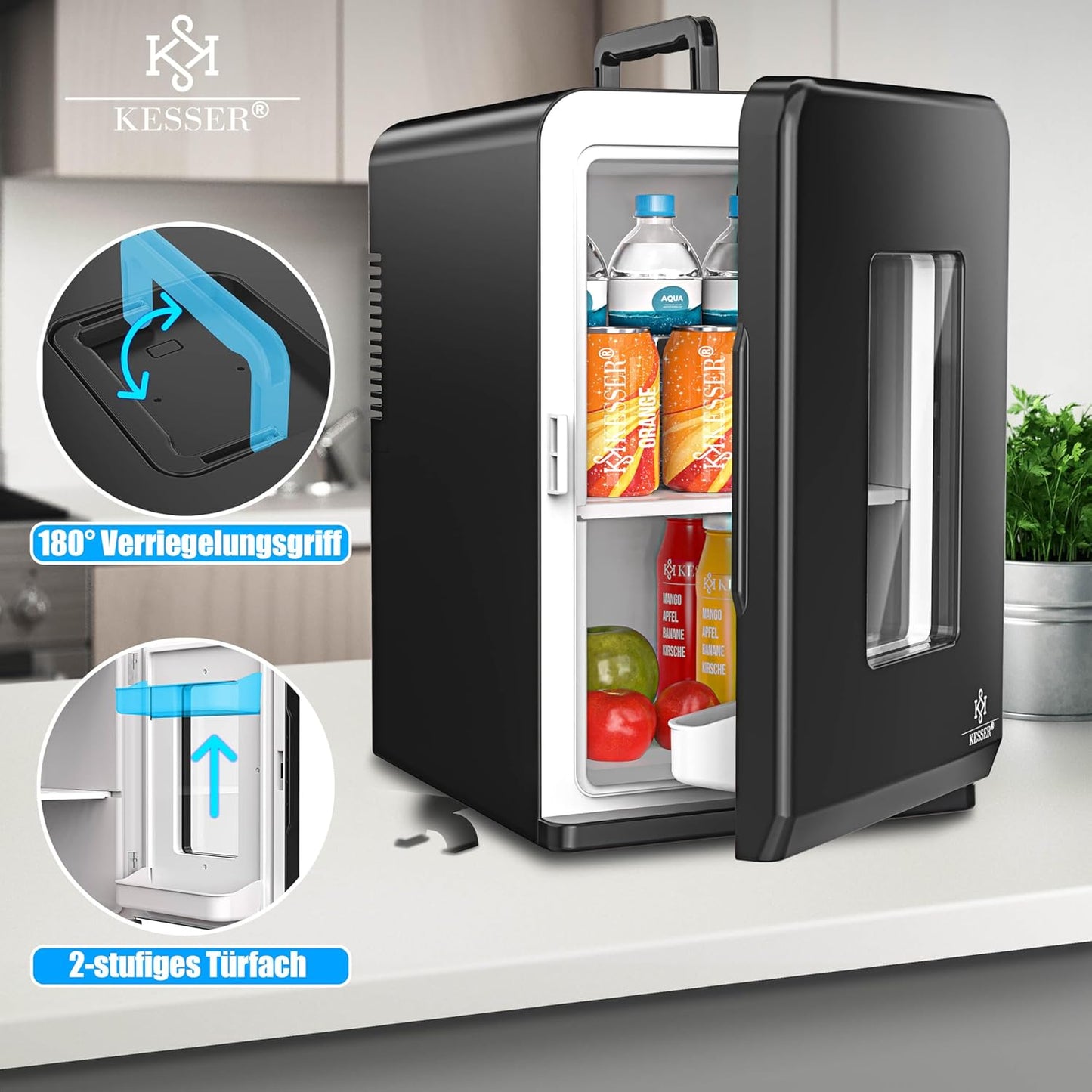 2in1 Mini Kühlschrank mit Kühl- und Heizfunktion, 15L Schwarz