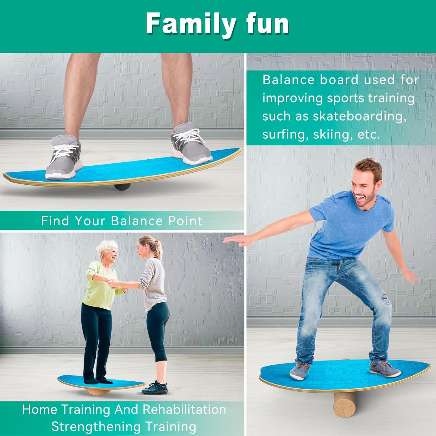Balance Board Set für Gleichgewichtstraining, Blau