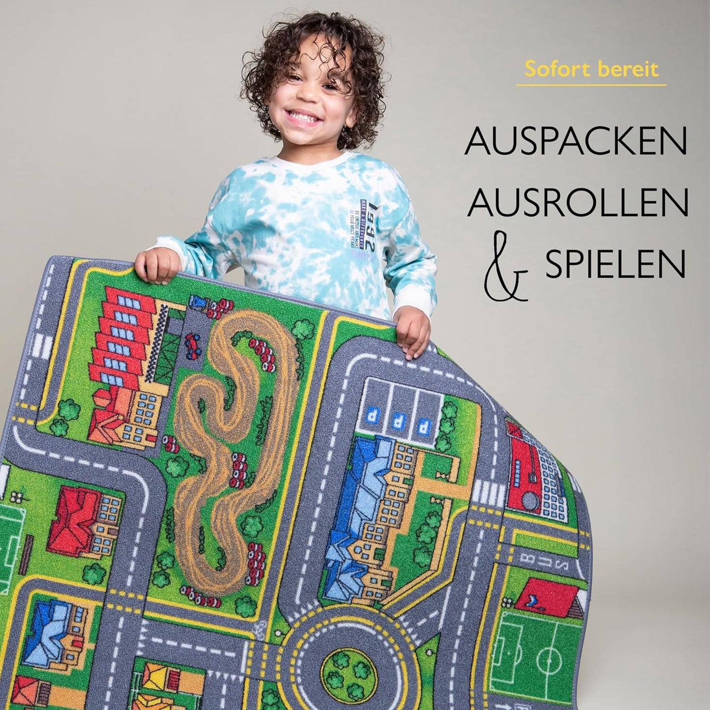 Kinder-Spielteppich Strasse 95x200 cm, waschbar, 95 x 200 cm (Rechteckig) Playcity