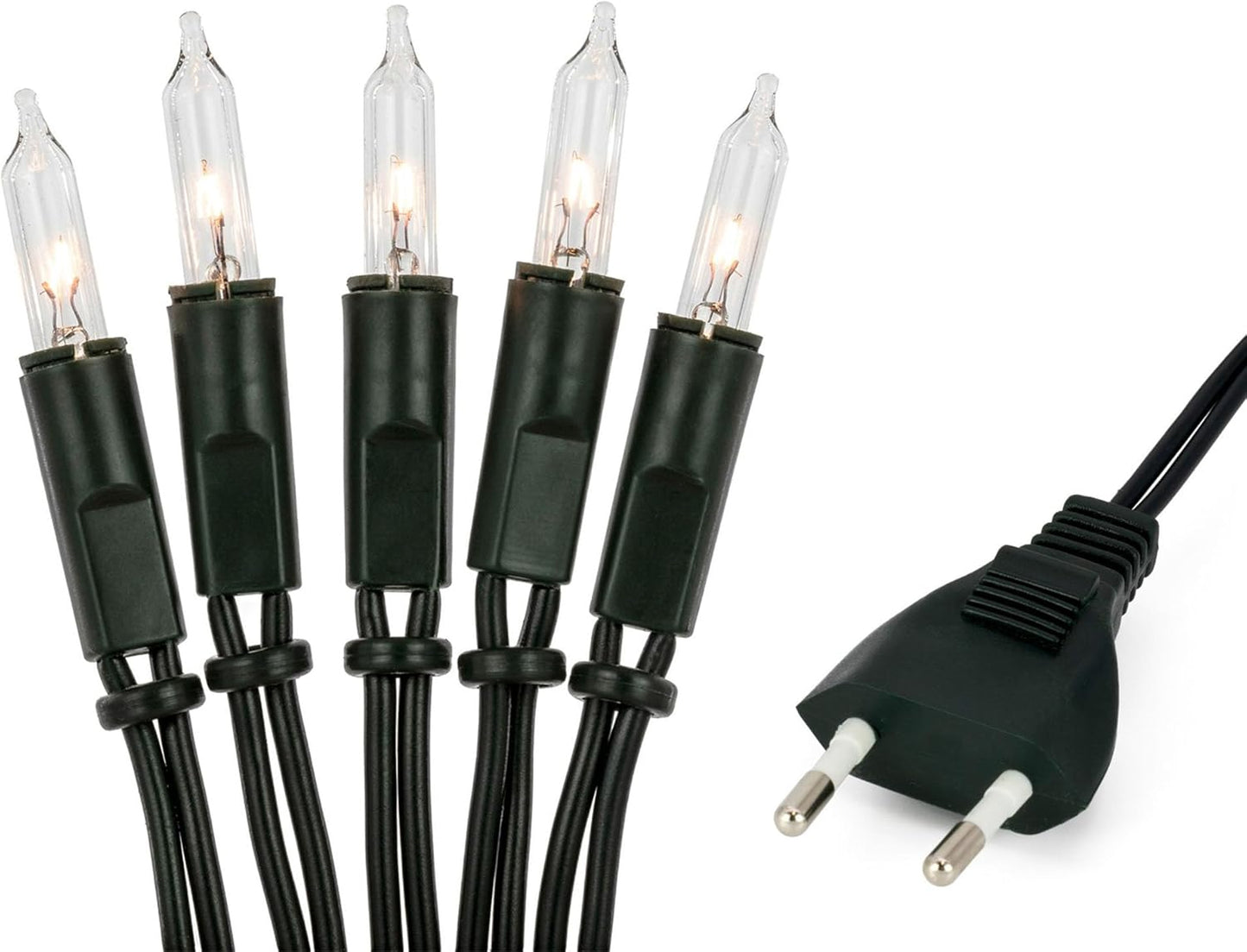 Lichterkette innen 35er für Weihnachtsbaum, Grünes Kabel - Transparente Lampe 35 Lichter / beleuchtet 5,1m