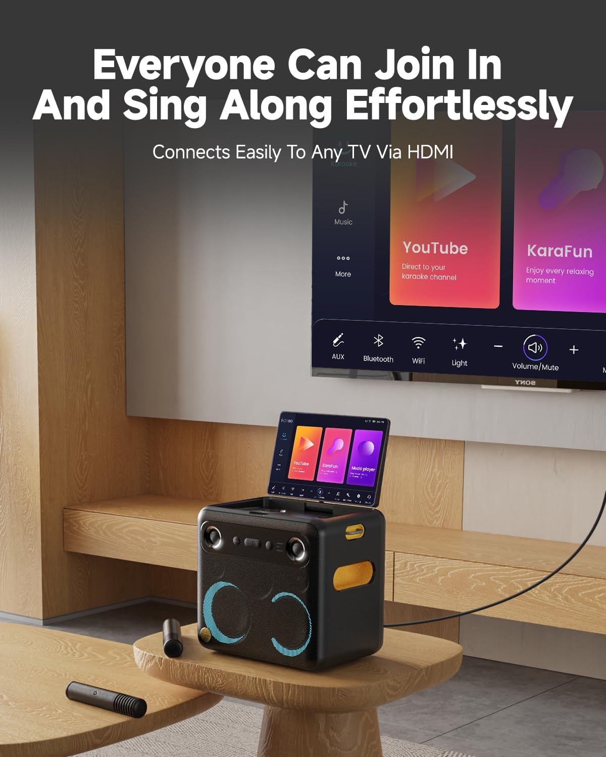 Break X2 Karaoke-Maschine mit Touchscreen & kabellosen Mikrofonen