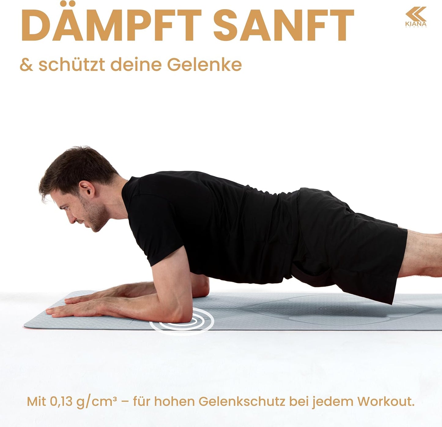 Rutschfeste Yoga- und Gymnastikmatte 6 mm, 6 mm dick Grau