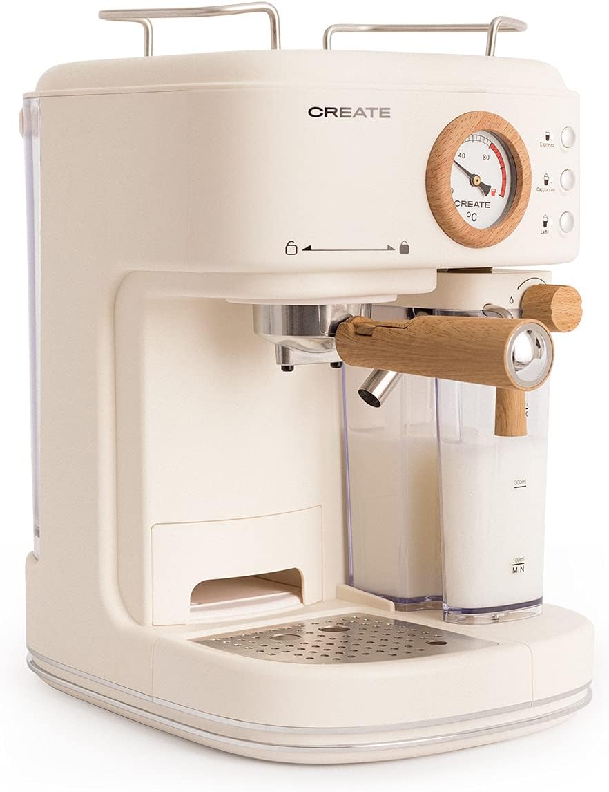 Thera Retro Pro Halbautomatische Kaffeemaschine, Cremeweiss