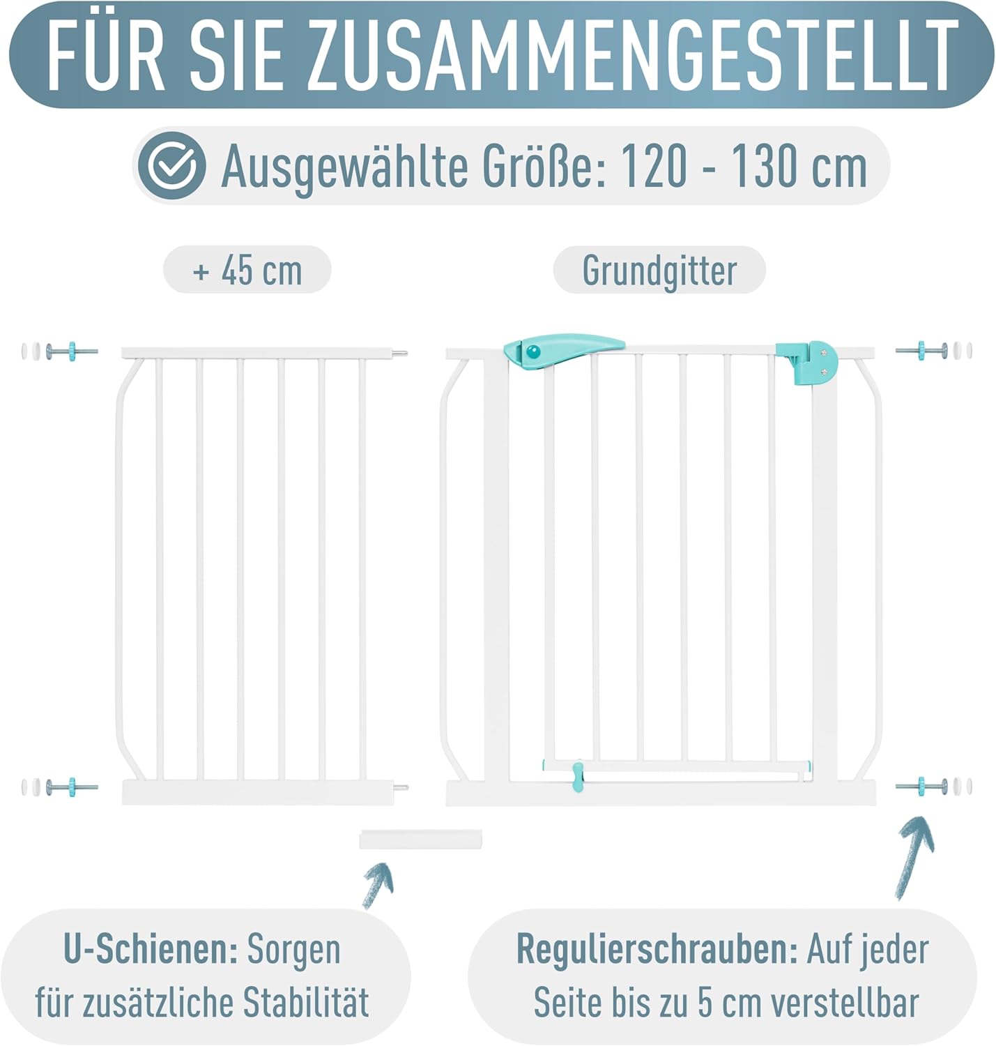 Türschutzgitter Berrin 120-130 cm, ohne Bohren, 120 - 130 cm
