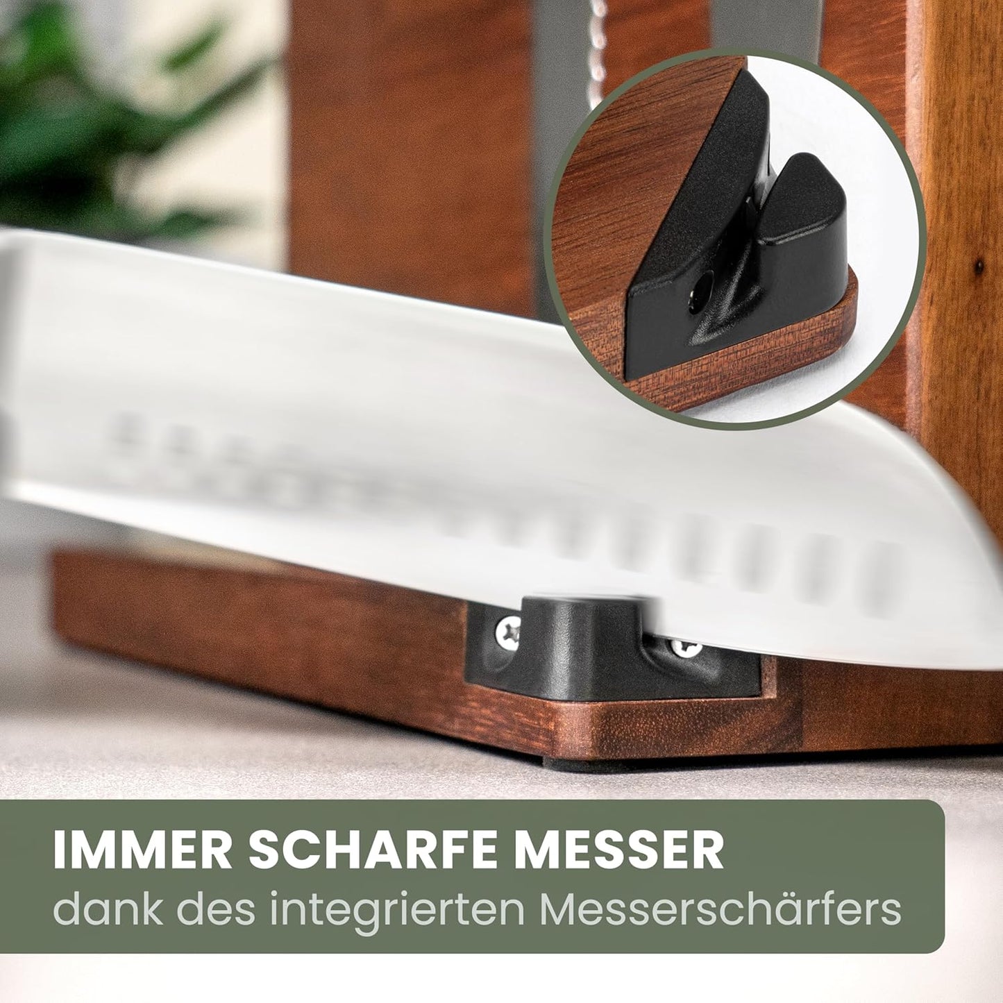 Magnetischer Messerblock, Akazienholz Messerblock Beidseitig