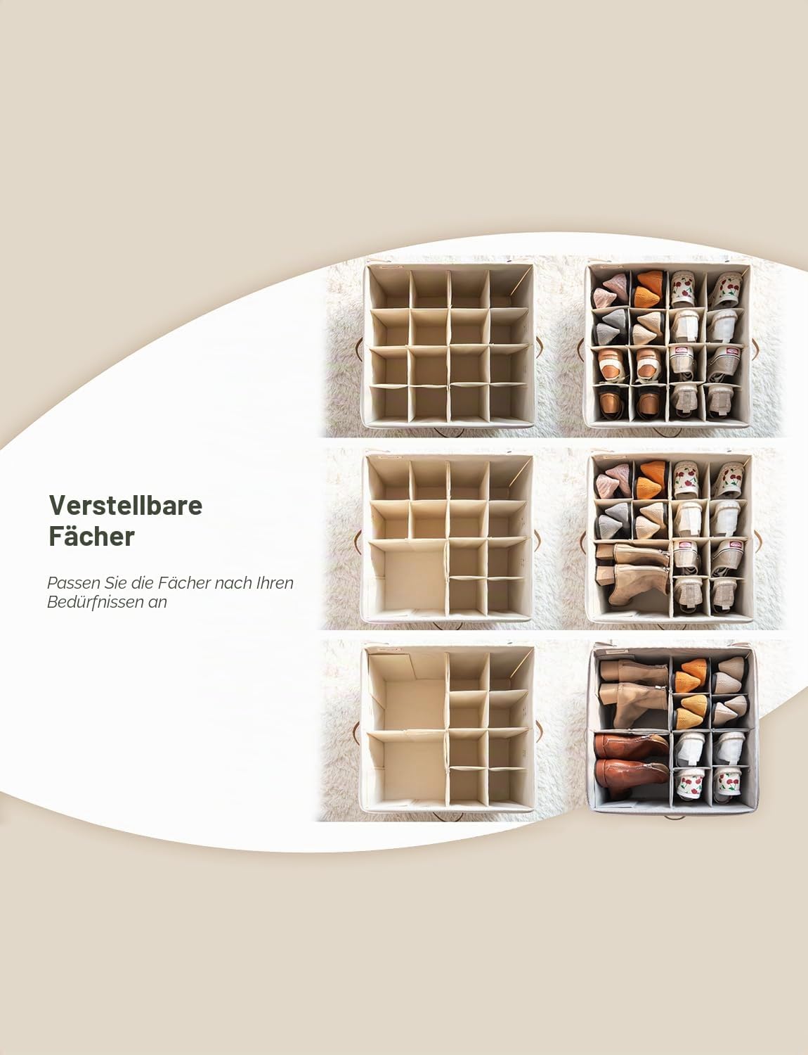 Schuh-Organizer für Schrank, extragrosse Aufbewahrungsbox, Grau Grau 64 x 43 x 32 cm