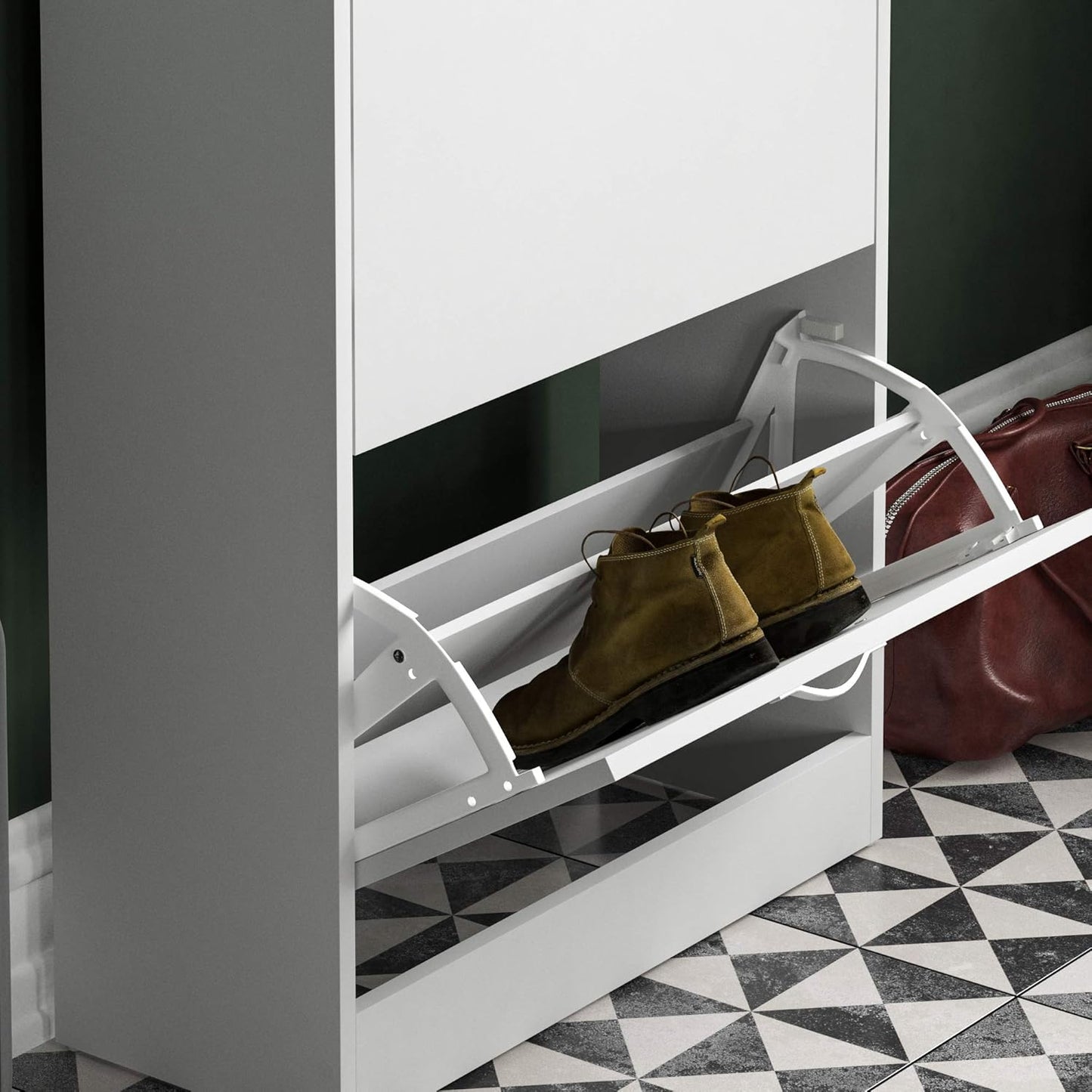 Schuhschrank mit 2 Schubladen, Weiß