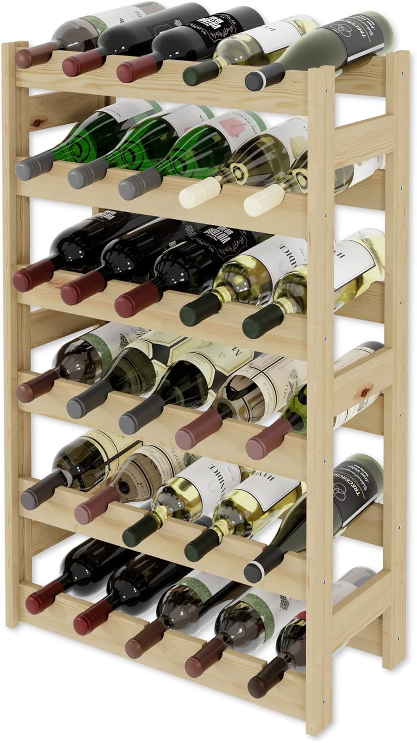 Weinregal für 30 Flaschen, Natur RW-1-30, 86 x 53 x 25, 6 liegen, für 30 Flaschen