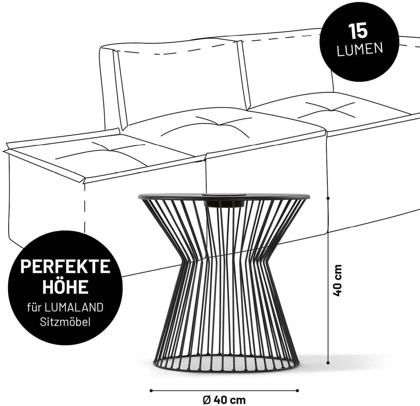 Beistelltisch mit LED-Solarbeleuchtung, 2in1