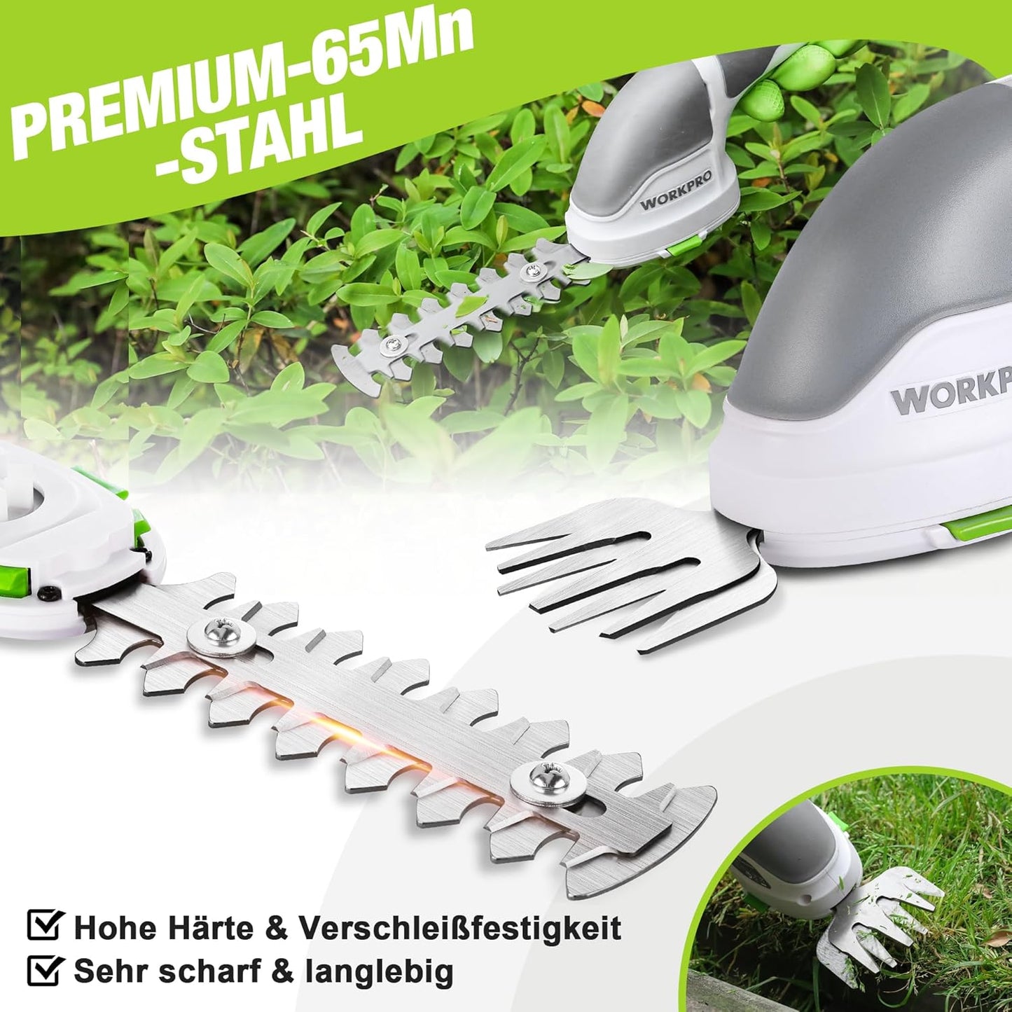 2in1 Akku-Gartenschere, Weiss