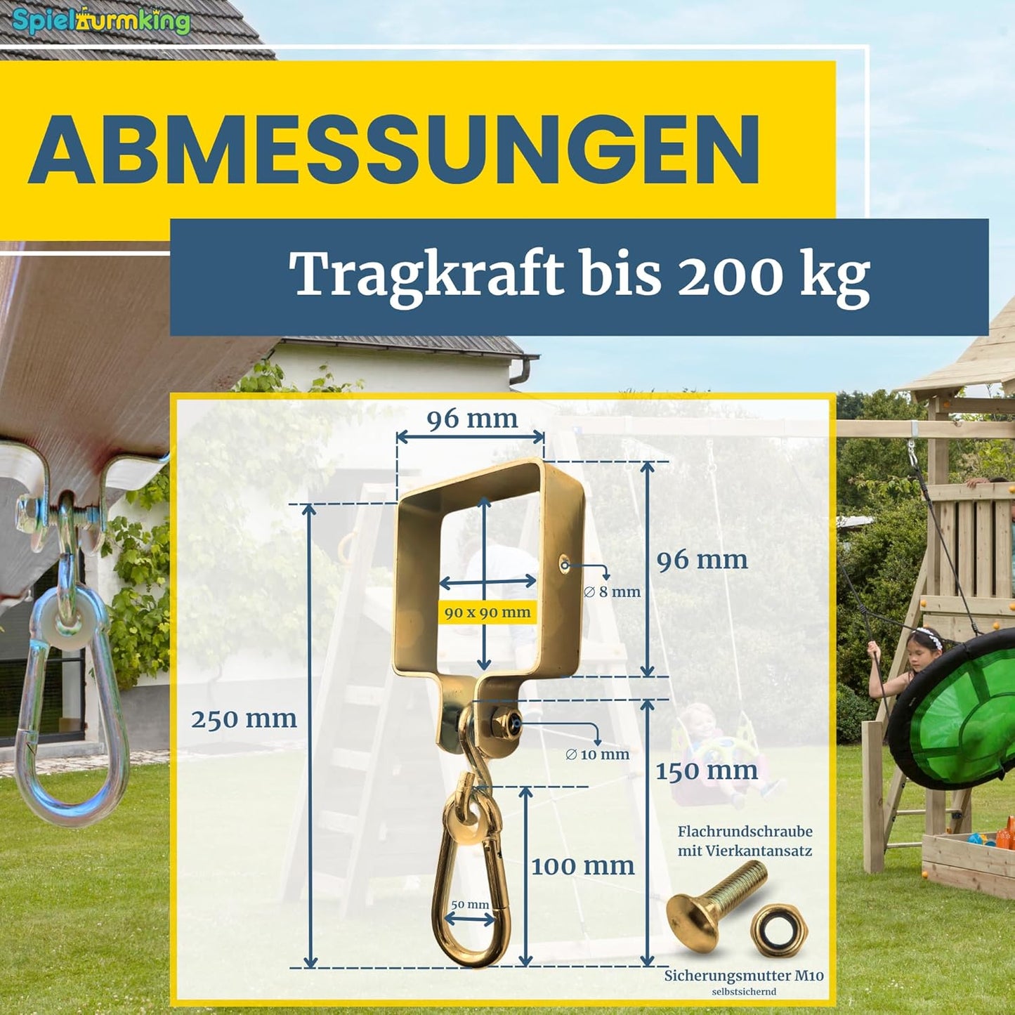 Schaukelhaken-Set, 2 Stück, Gelb Verzinkt
