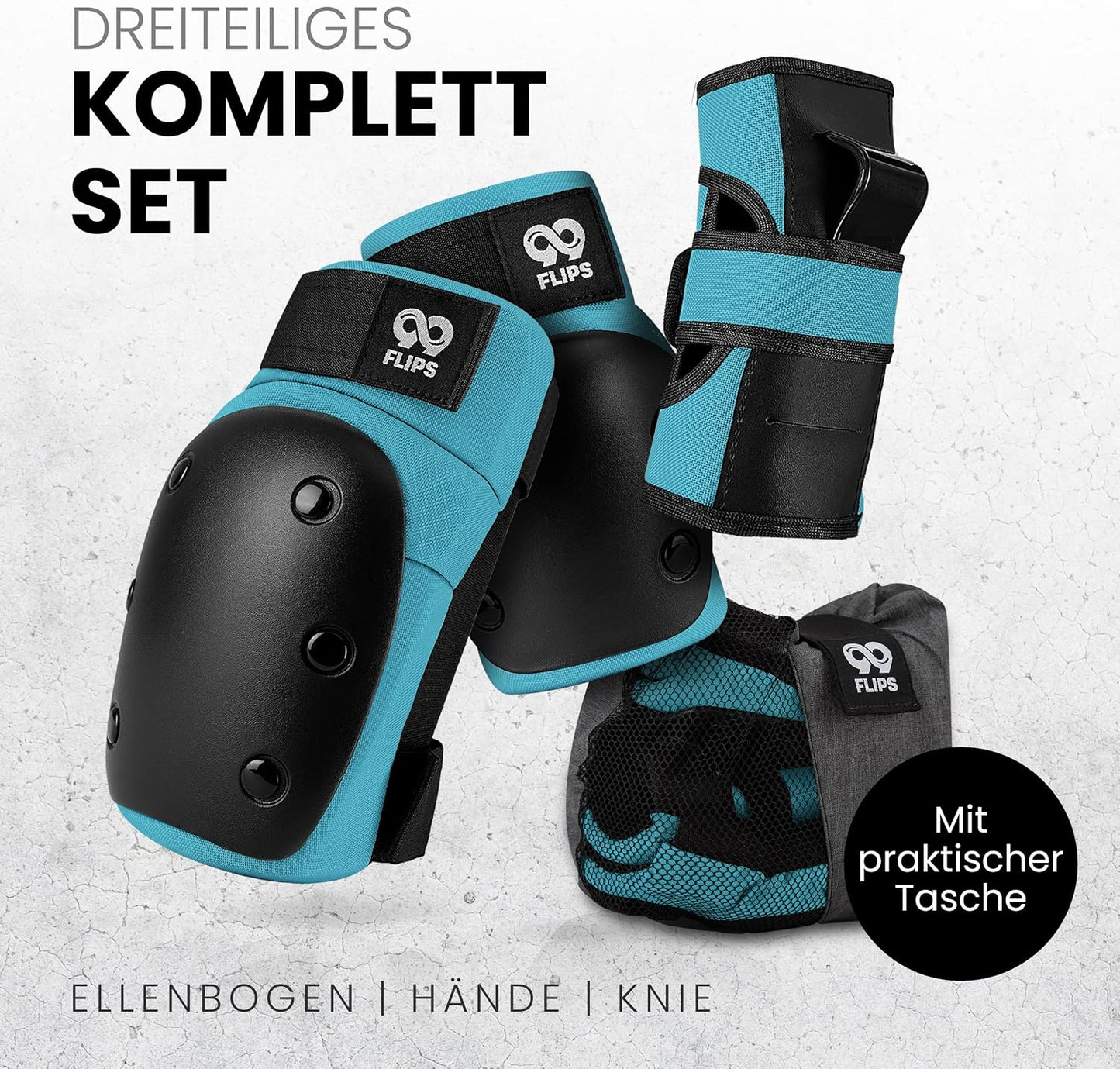 6-teiliges Protektoren-Set, LIGHT BLUE|M - Jugendliche ab 12 Jahren