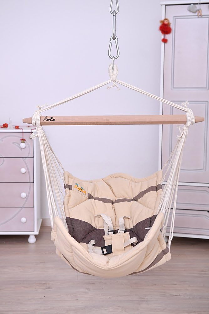 Babyhängematte mit Sicherheitsgurt, Beige Braun