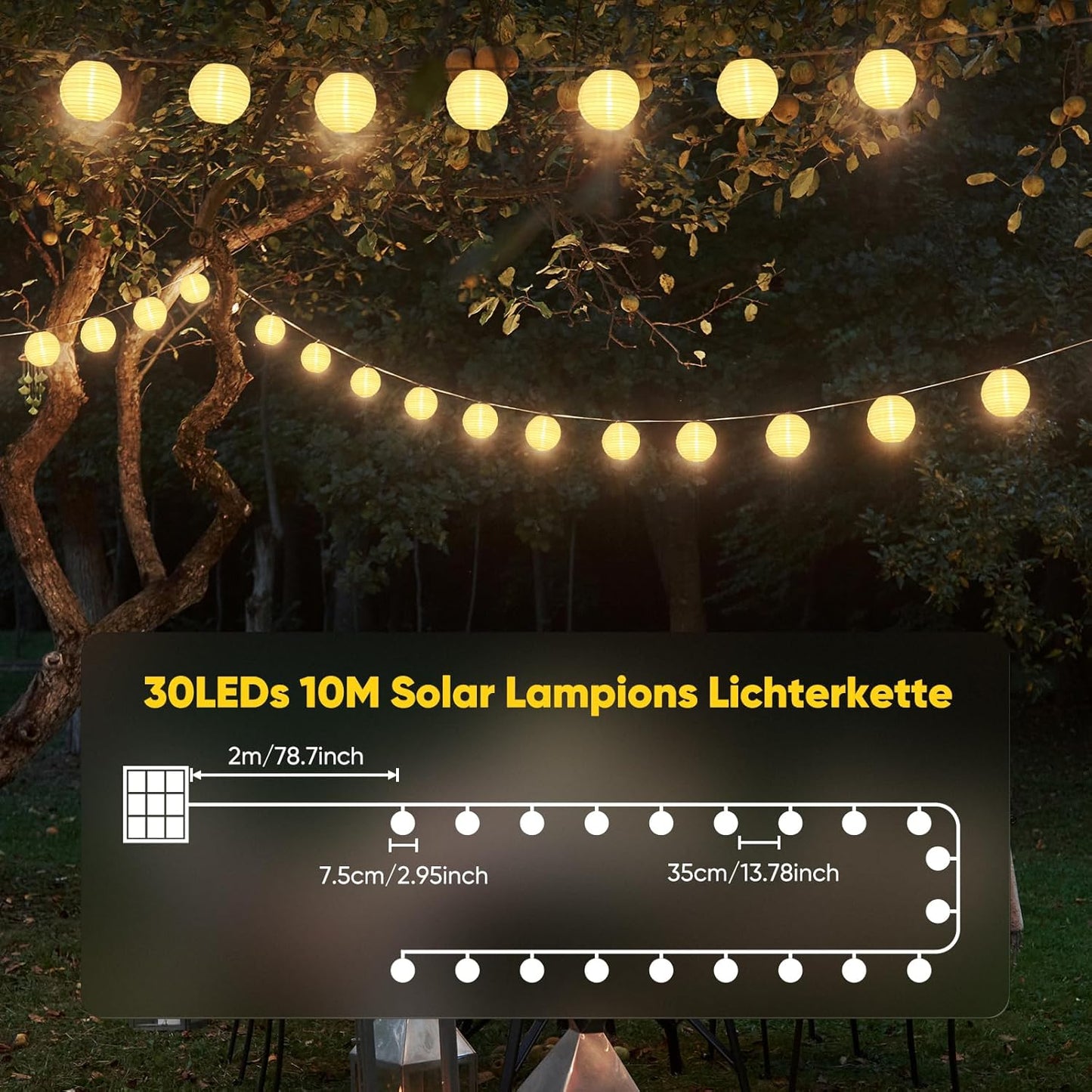 Solar-LED-Lichterkette, 10m