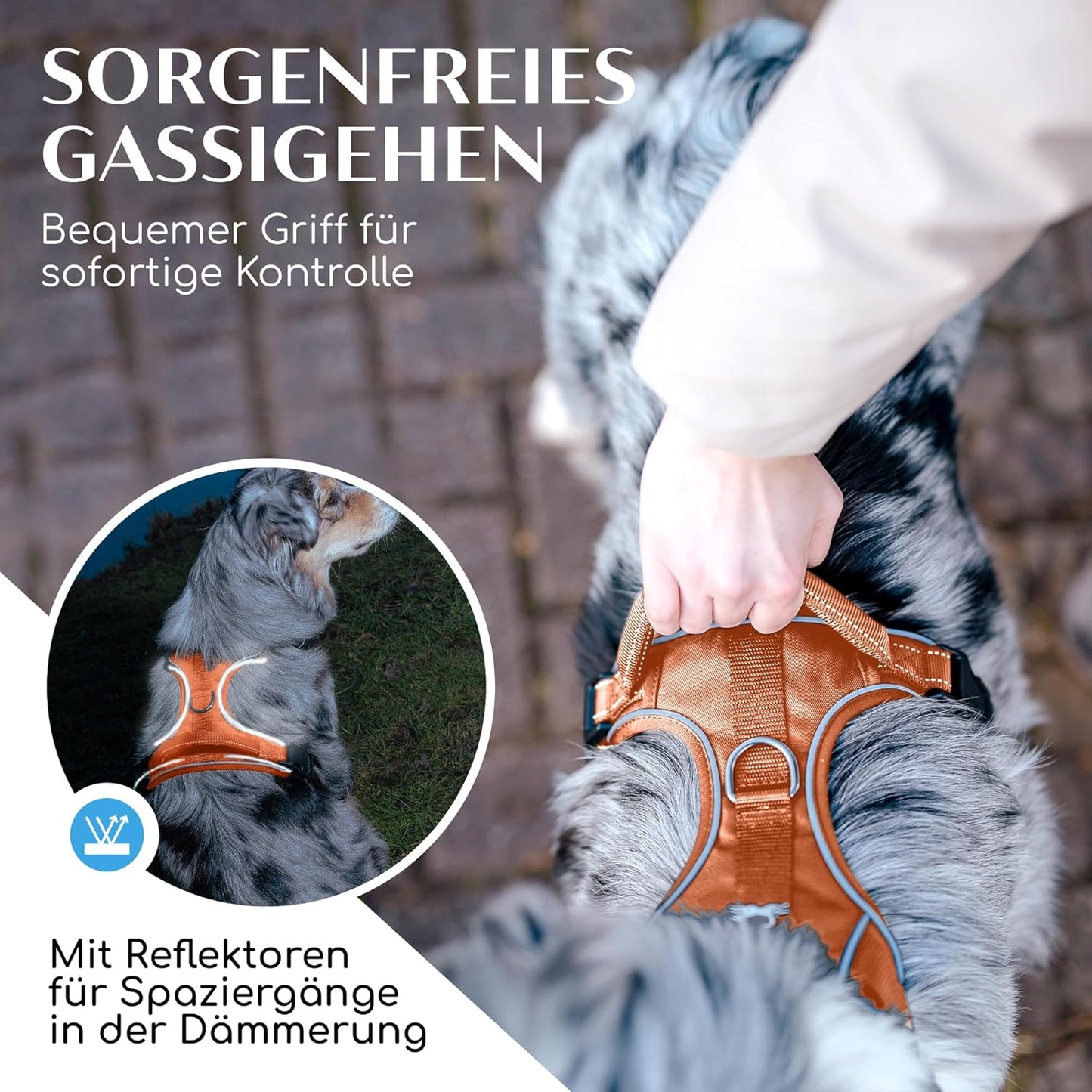 Anti-Zug Hundegeschirr, L Orange