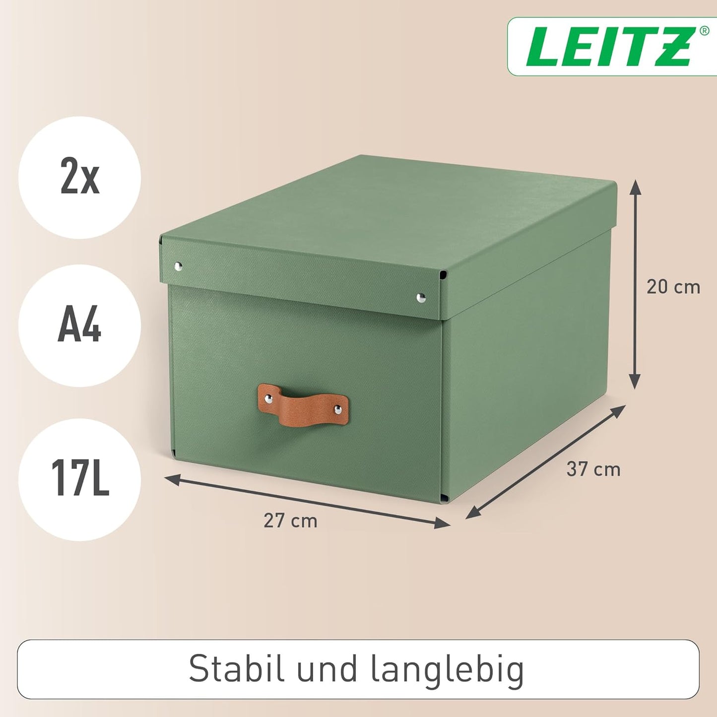 2er-Set Aufbewahrungsbox mit Deckel, Box mittel Grün