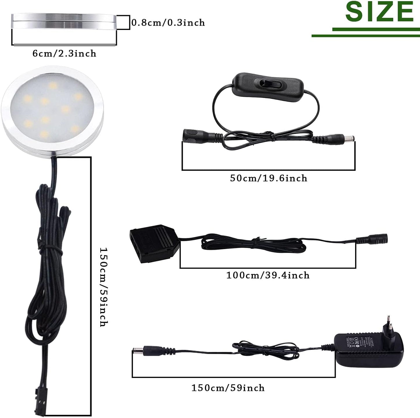 LED-Unterbauleuchte mit Schalter, Warmweiss 3 Stück