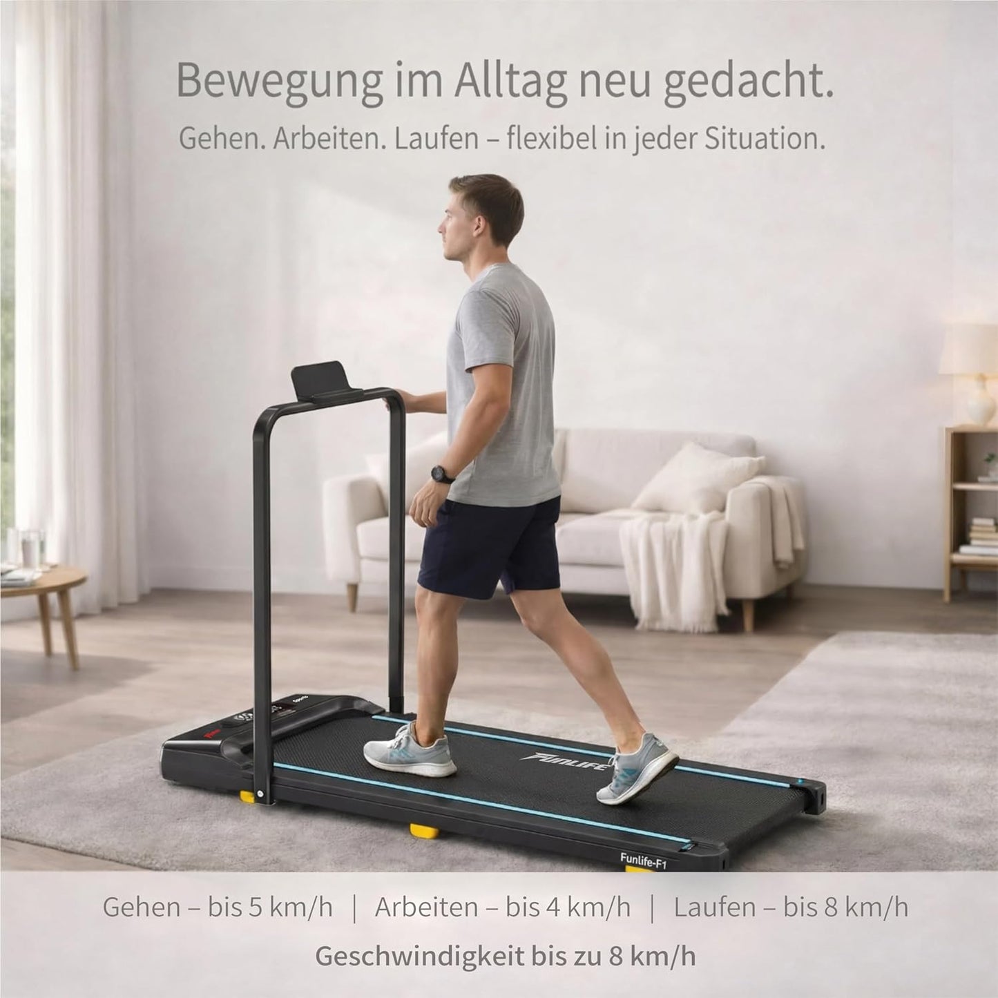 3-in-1 klappbares Laufband F1, Blau