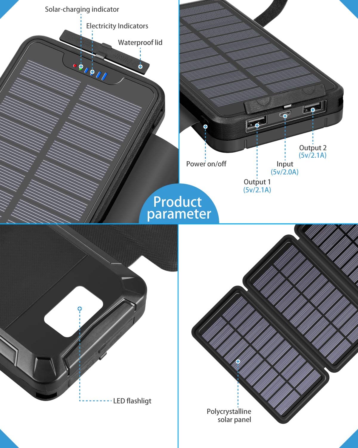 Solar Powerbank, schwarz