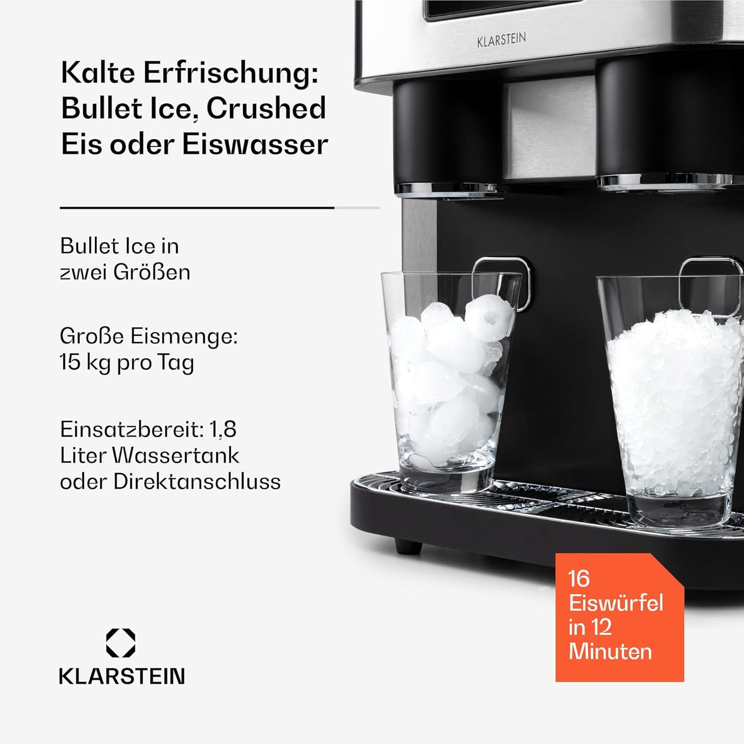 Eiswürfelmaschine Mini für Crushed & Bullet-Eis, Schwarz