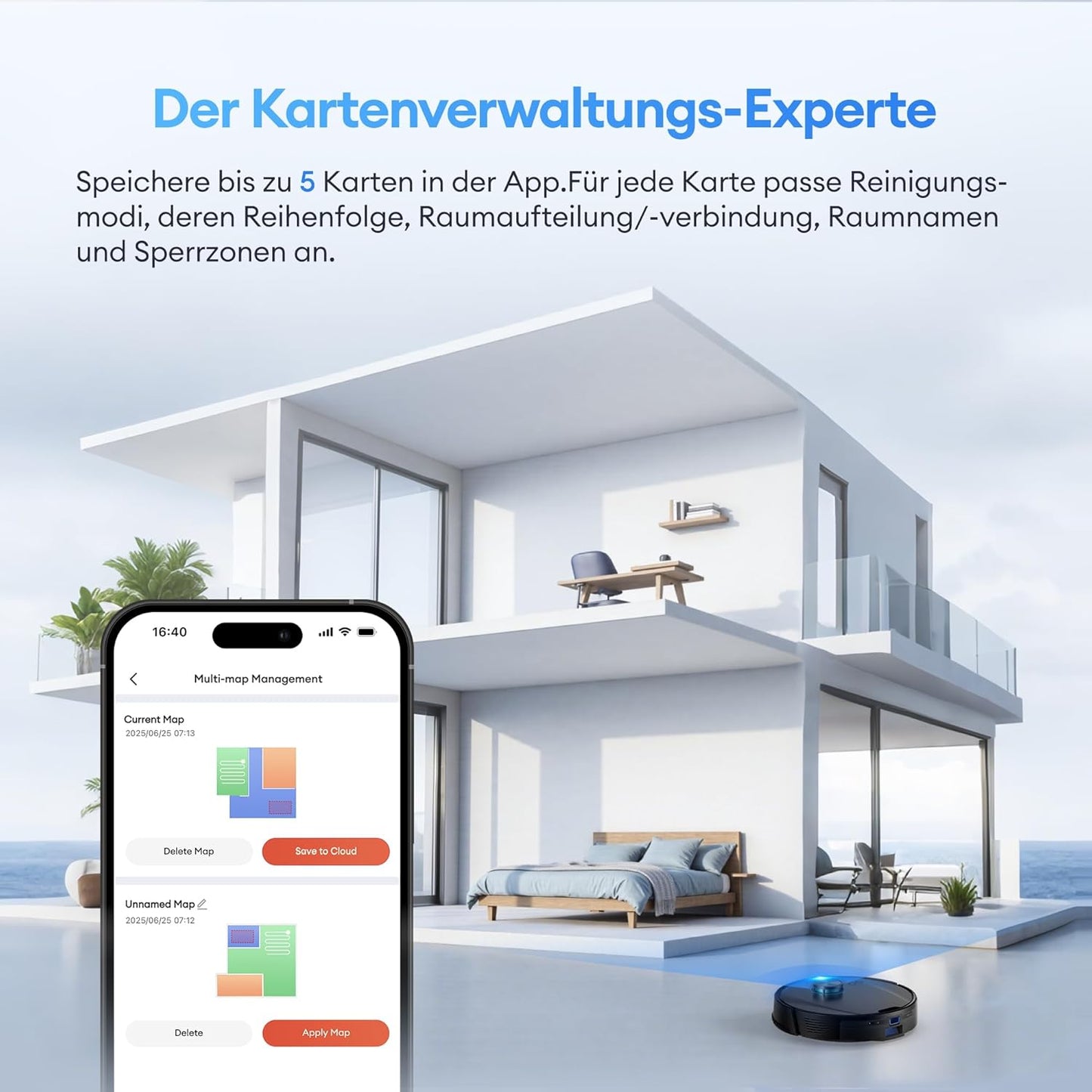 Saugroboter mit Wischfunktion, Schwarz