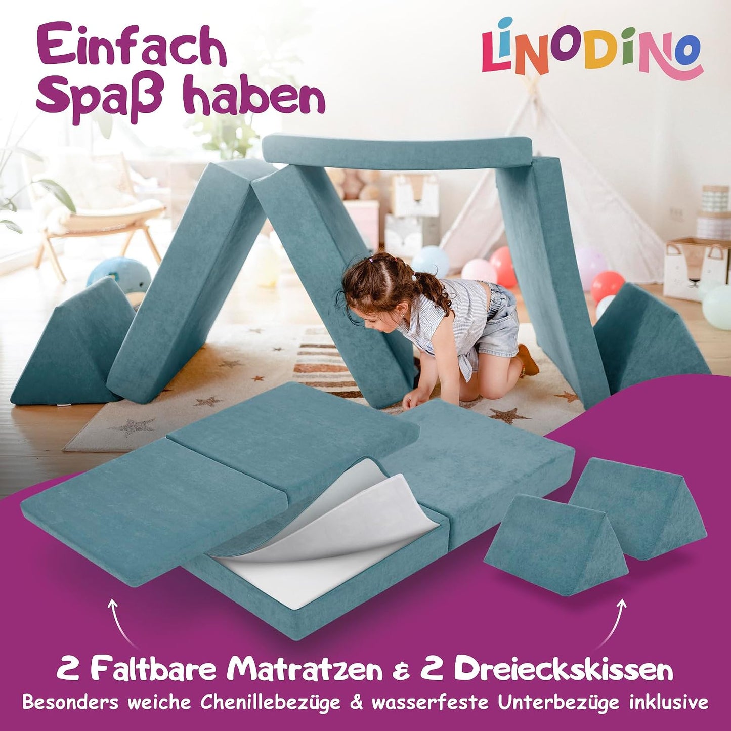 Spielsofa für Kinder, Krabbelkäfer Blau