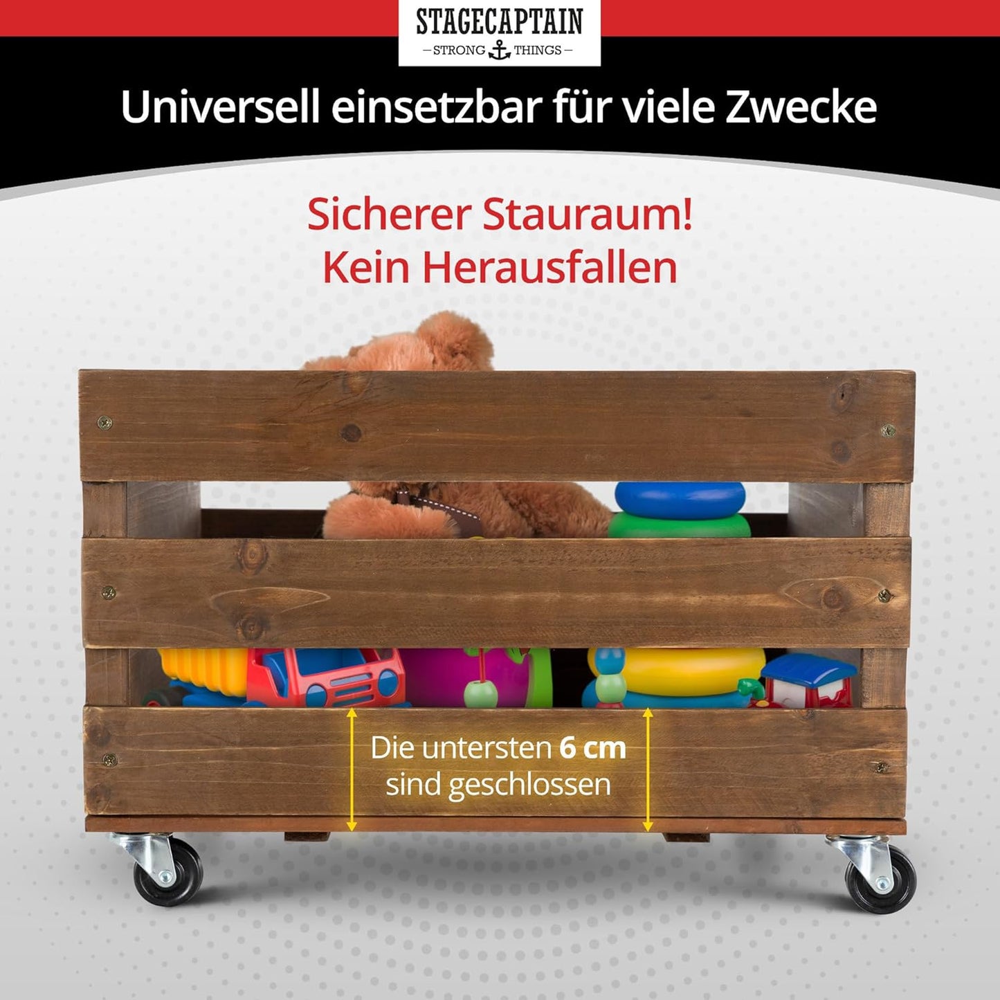 Schallplattenkiste Emil auf Rollen, Bambus Braun 1