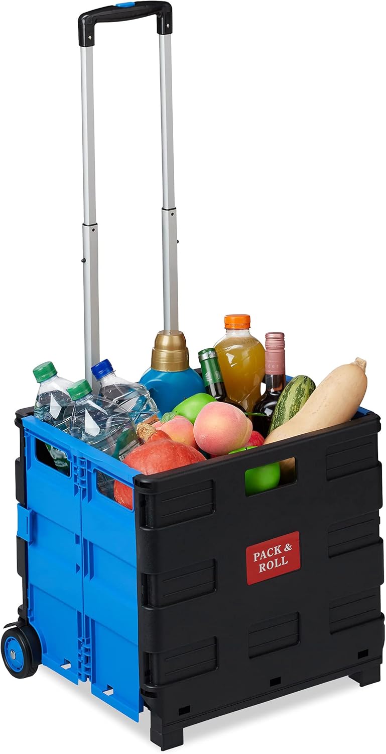 Klappbarer Einkaufstrolley, Blau