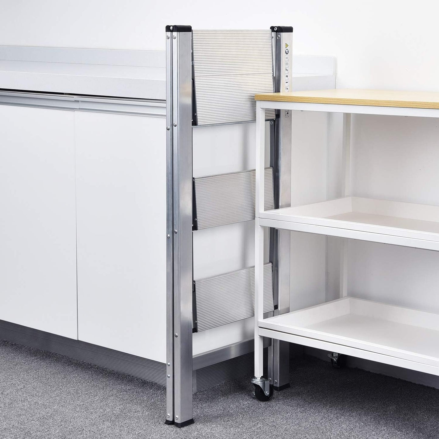 Trittleiter, 3 Stufen Silber