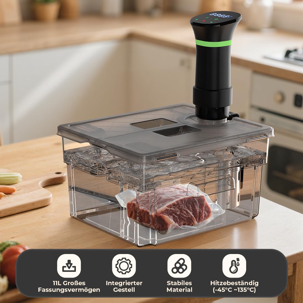 Sous Vide Behälter mit Deckel und Rost, Grau