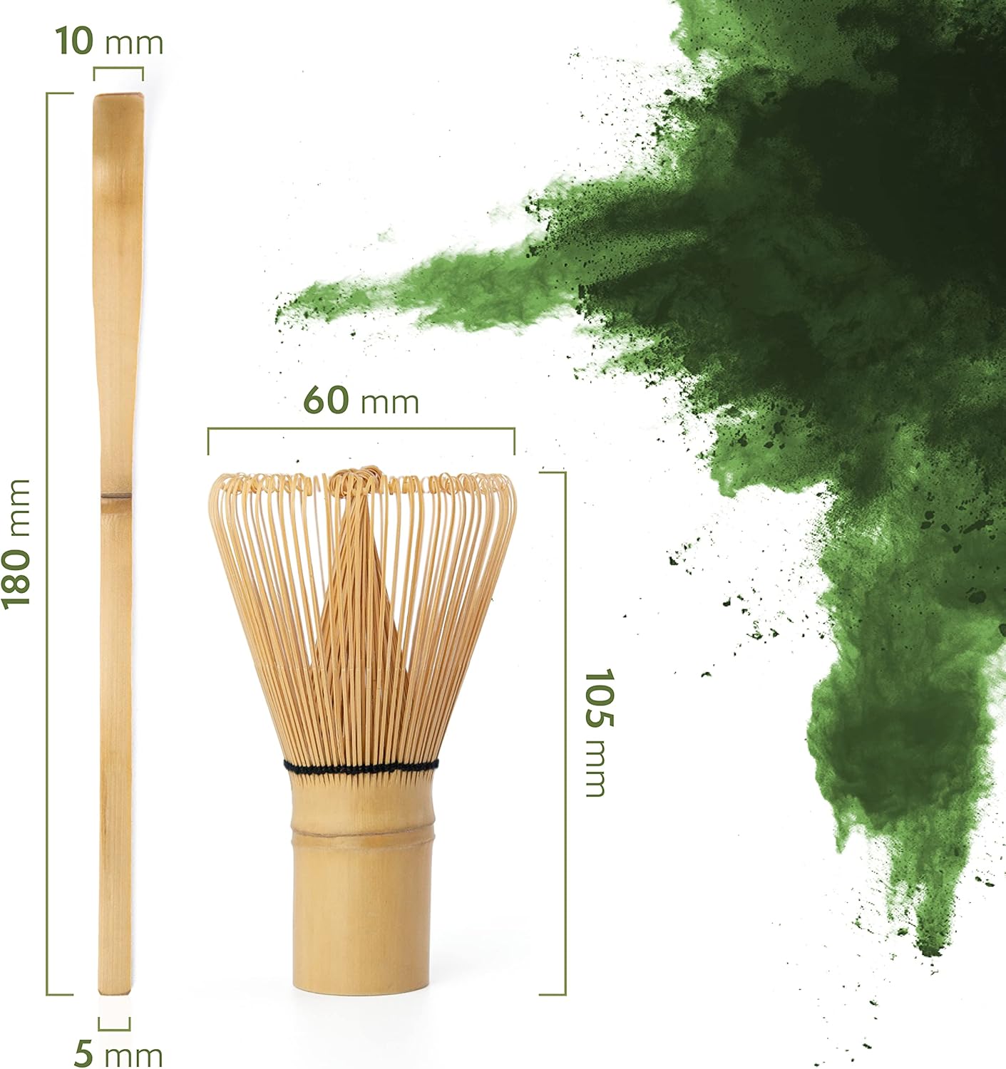 Matcha Bambusbesen und Löffel Set, Besen + Löffel