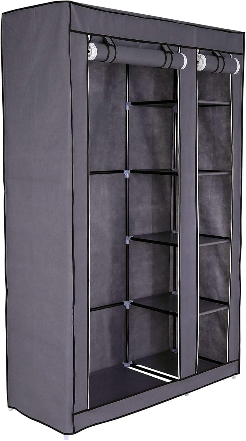 Faltbarer Stoff-Kleiderschrank, 175x110x45 cm Grau