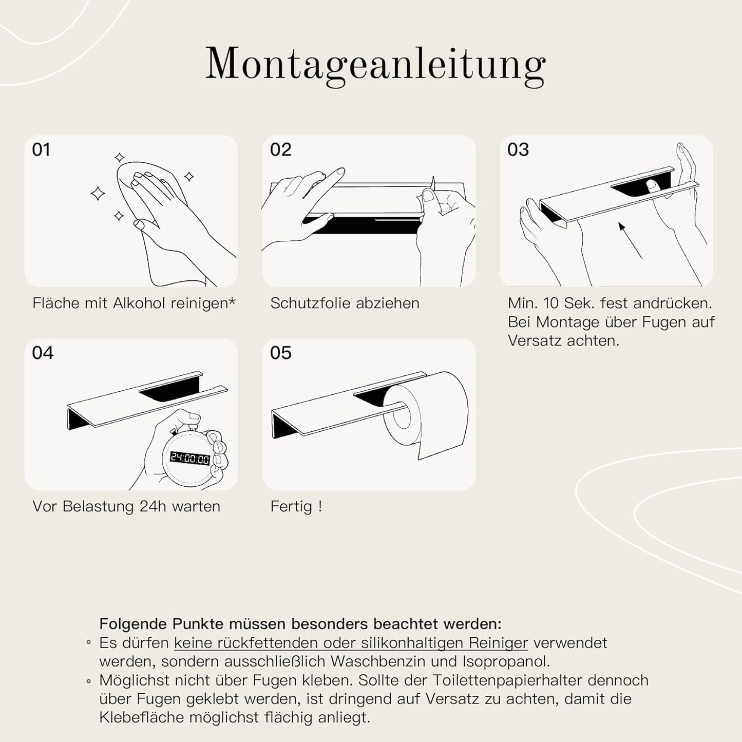 Toilettenpapierhalter zum Kleben mit Ablage, Mit Ablage Matt Weiss