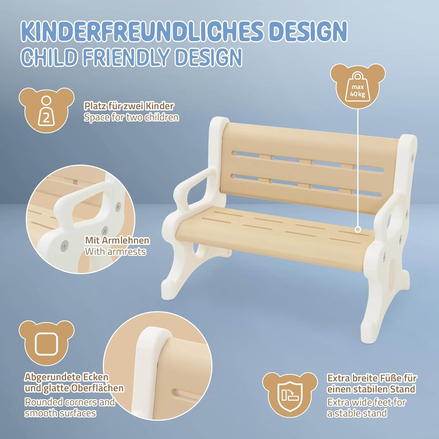 Kindersitzbank Outdoor mit Kippschutz & Stecksystem
