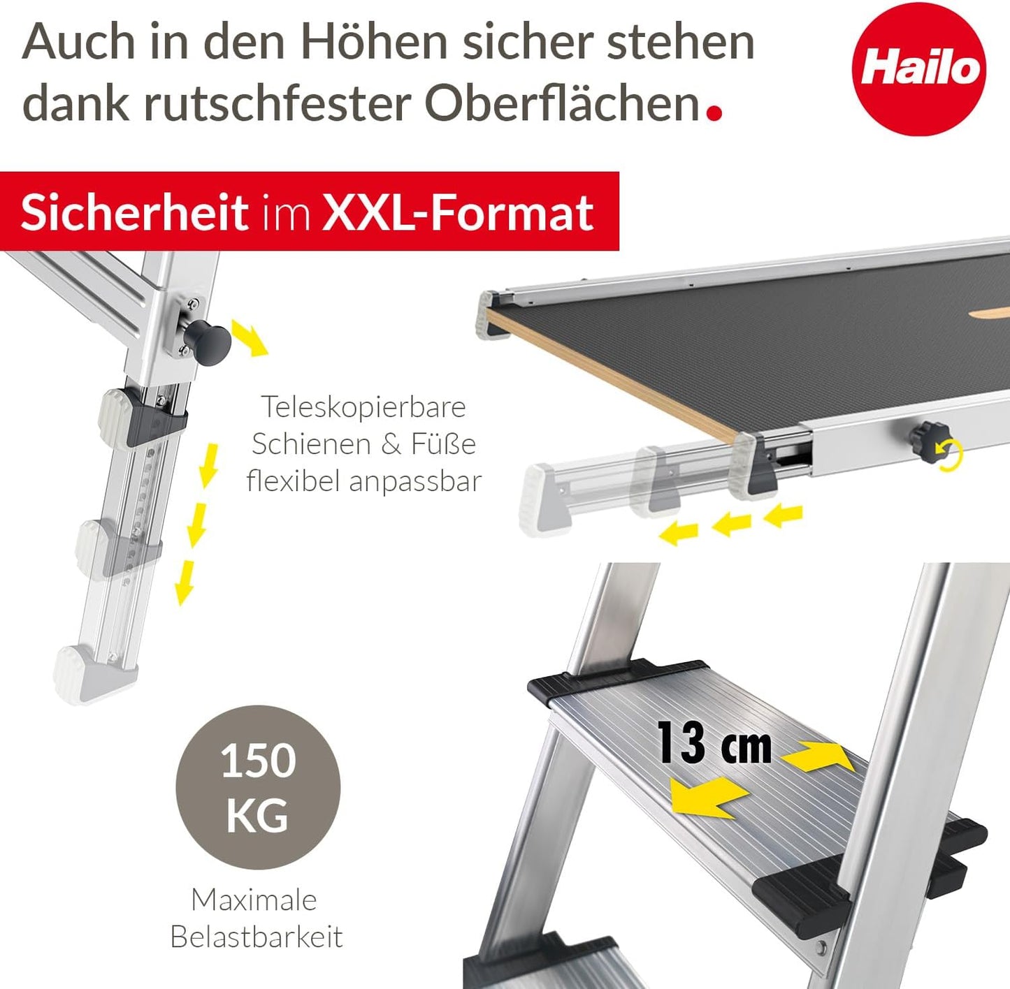 Stehleiter L80 ComfortLine mit Treppenpodest, 4 Stufen inkl. Treppenpodest
