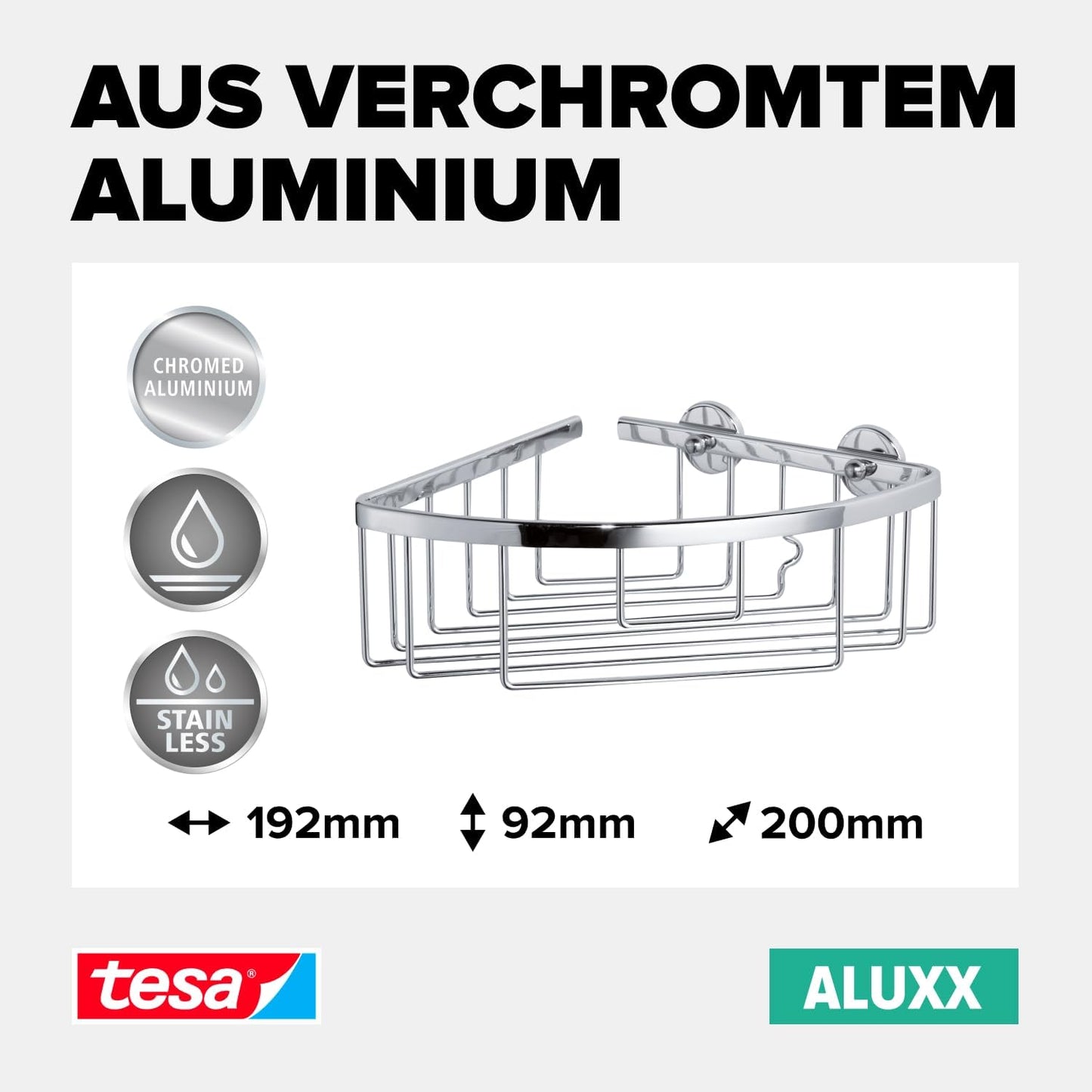 ALUXX Eckduschkorb mit Klebelösung, Eckduschkorb
