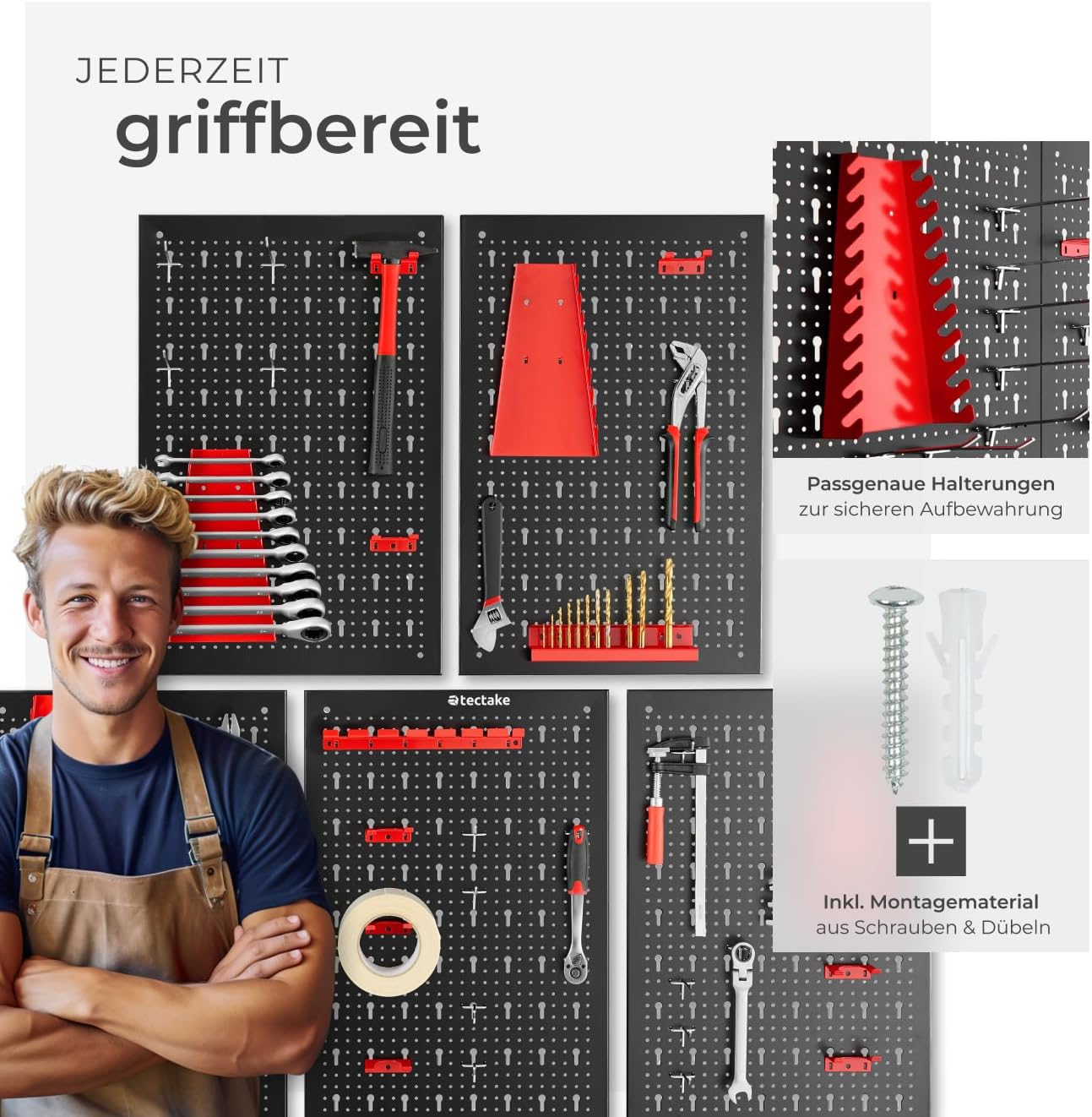 5-teiliges Set Werkzeug-Lochwand mit Halterungen, 5-tlg.