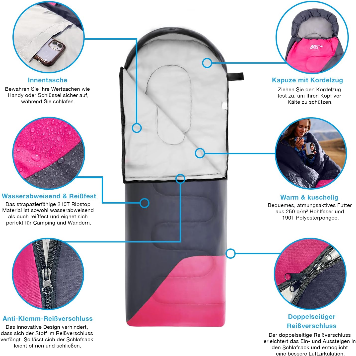 Mumienschlafsack, Pink