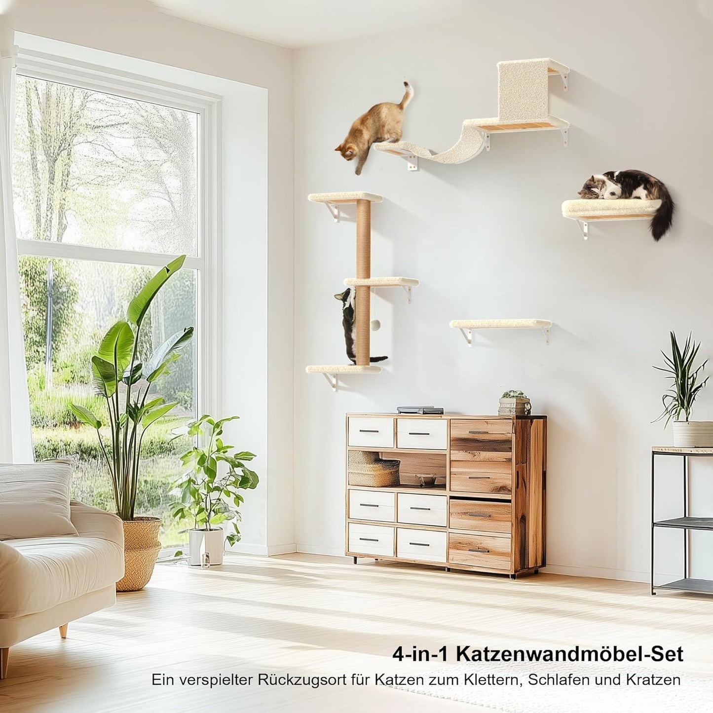 10-teiliges Kletterwand-Set mit Hängematte, Beige