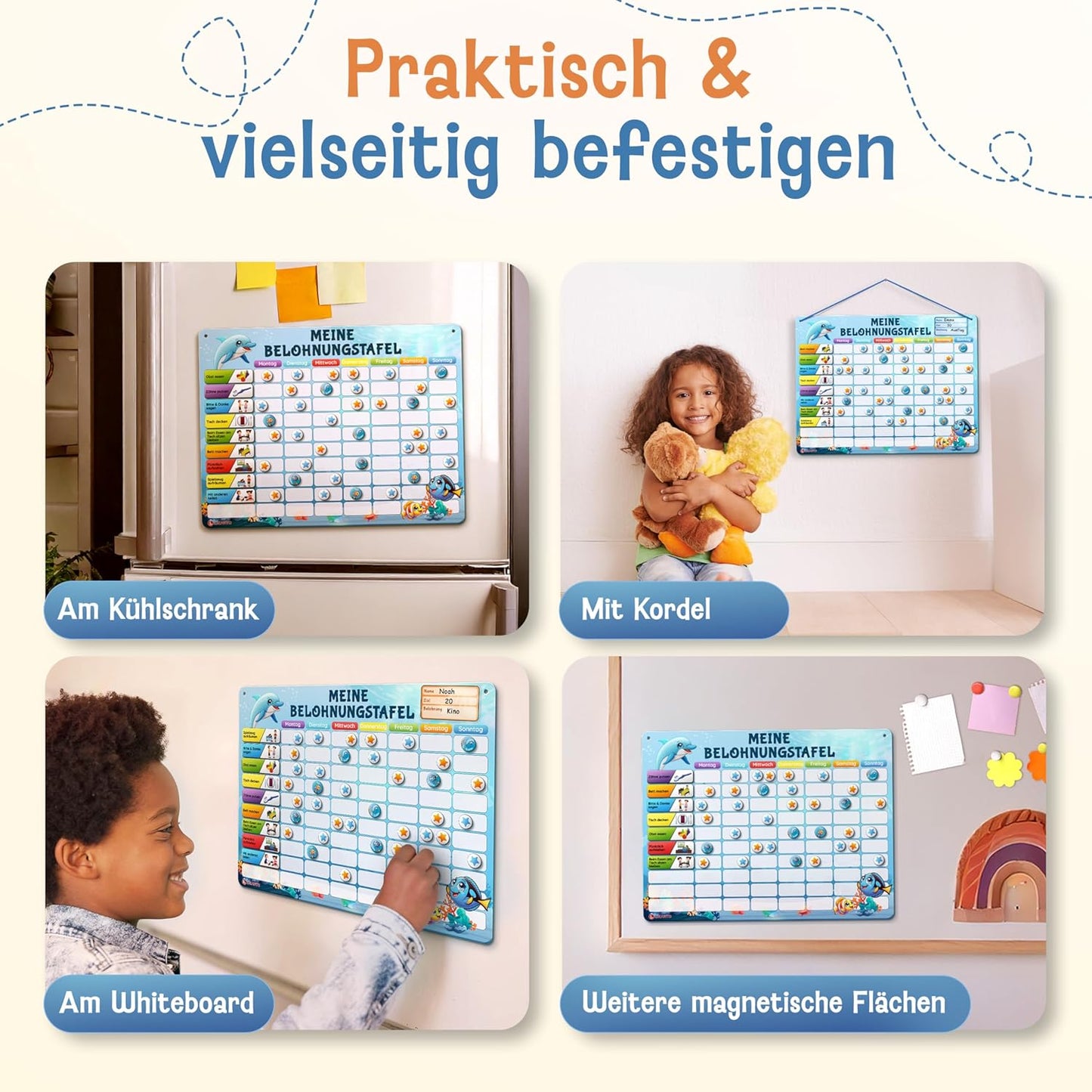 Magnetische Belohnungstafel für Kinder, Blau / Belohnungstafel