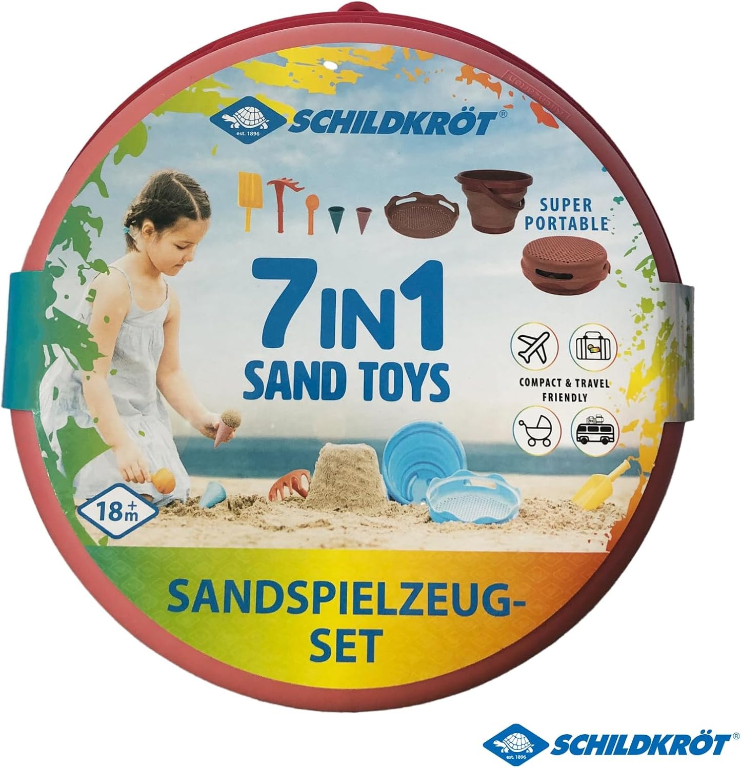 Sandspielzeugset mit Falteimer, Rot Single