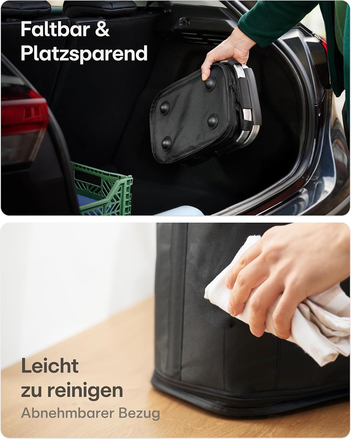 Faltbarer Einkaufskorb mit Alurahmen (15-25L), Schwarz S